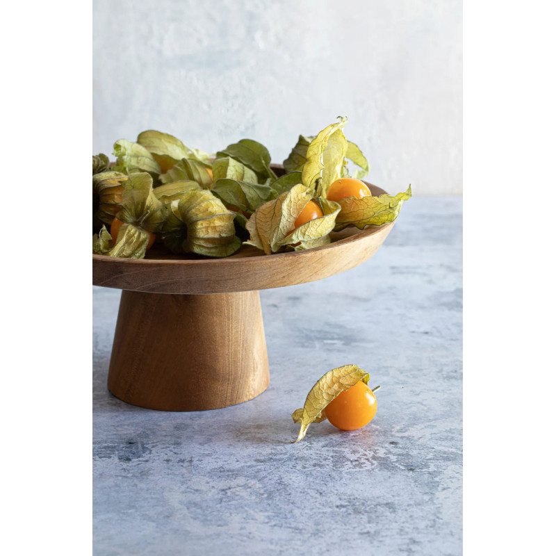 Présentoir à gâteau sur pied Rond 28 cm en Racine de teck Naturel The Teak Root 