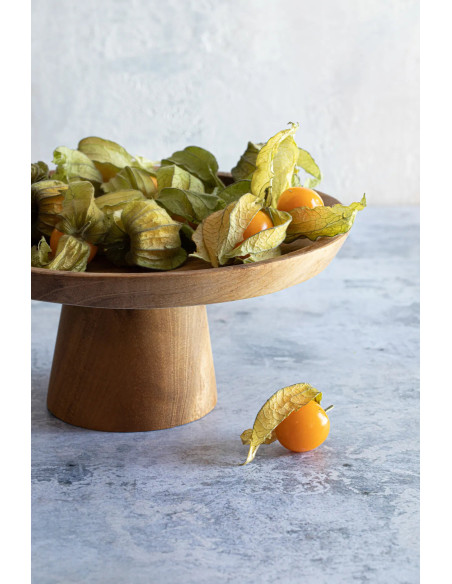 Présentoir à gâteau sur pied Rond 28 cm en Racine de teck Naturel The Teak Root 