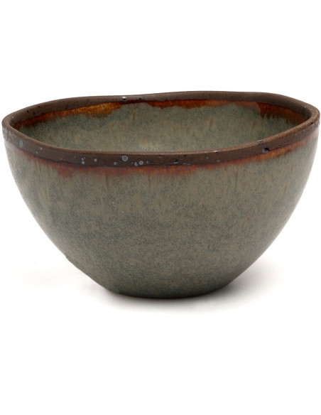 Bol à céréales organique 15 cm Grès Gris vert Marron The Côa 