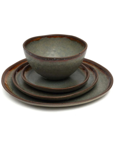 Bol à céréales organique 15 cm Grès Gris vert Marron The Côa 