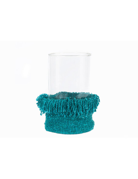 Photophore haut Rond Diamètre 15 cm en Coton Aqua Verre Transparent The Oh My Gee 