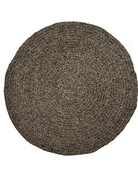 Tapis Rond 200 cm en Raphia Sisal Palmier Noir The Seagrass 