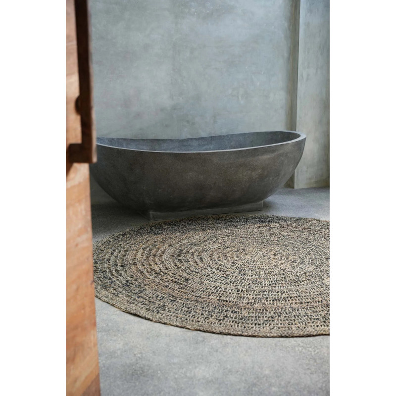 Tapis Rond 200 cm en Raphia Sisal Palmier Noir The Seagrass 