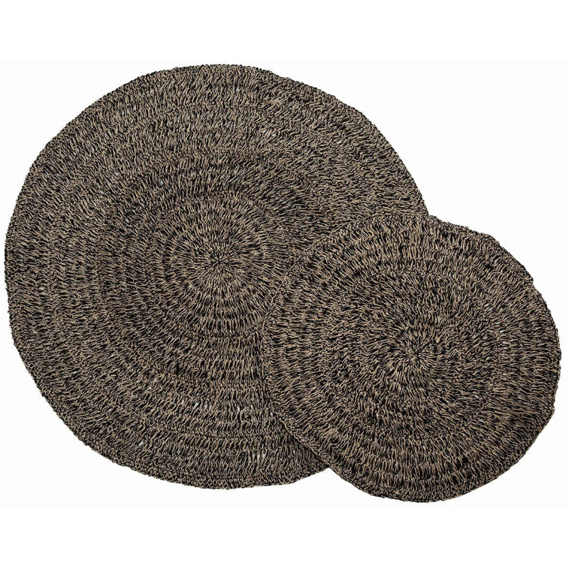 Tapis Rond 200 cm en Raphia Sisal Palmier Noir The Seagrass 