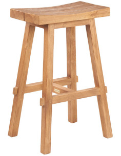 Tabouret de bar extérieur moderne Rectangulaire en Bois de teck recyclé Naturel The Tabanan 