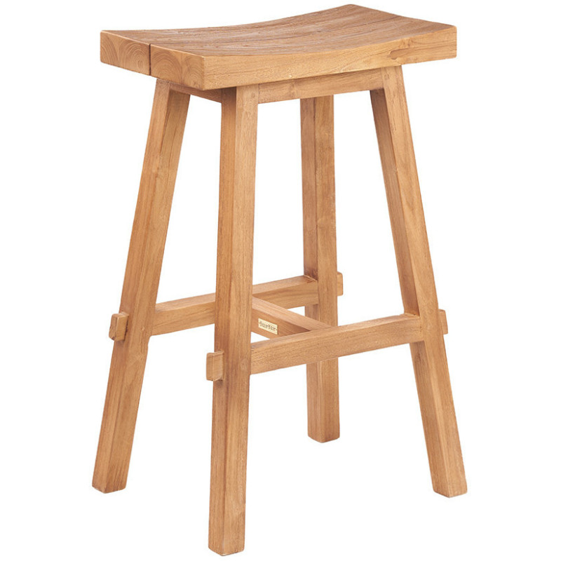 Tabouret de bar extérieur moderne Rectangulaire en Bois de teck recyclé Naturel The Tabanan 