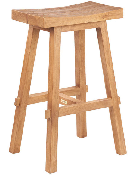 Tabouret de bar extérieur moderne Rectangulaire en Bois de teck recyclé Naturel The Tabanan 