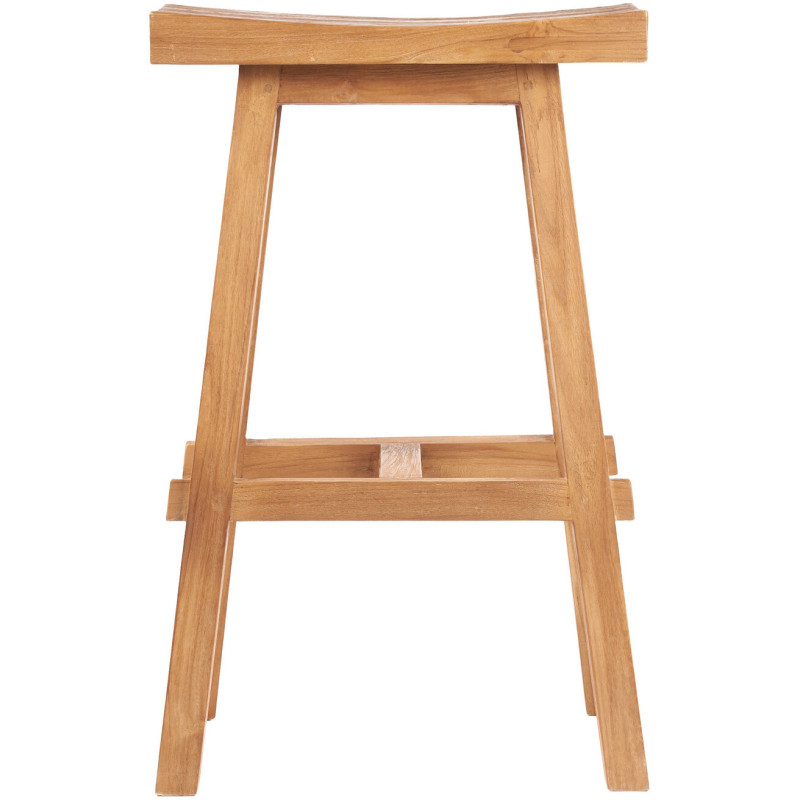 Tabouret de bar extérieur moderne Rectangulaire en Bois de teck recyclé Naturel The Tabanan 