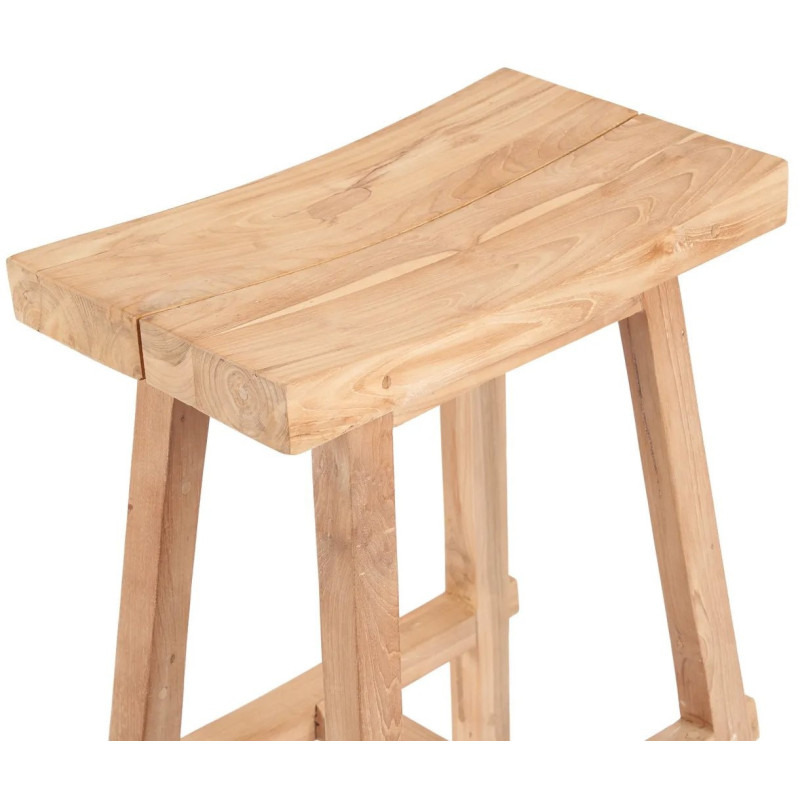 Tabouret de bar extérieur moderne Rectangulaire en Bois de teck recyclé Naturel The Tabanan 