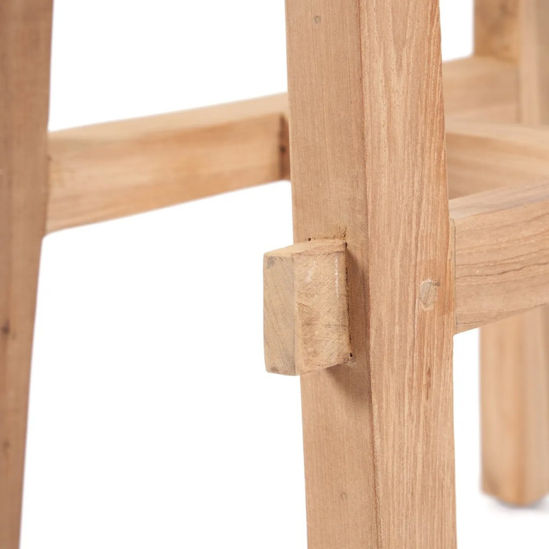 Tabouret de bar extérieur moderne Rectangulaire en Bois de teck recyclé Naturel The Tabanan 