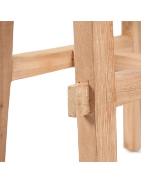 Tabouret de bar extérieur moderne Rectangulaire en Bois de teck recyclé Naturel The Tabanan 