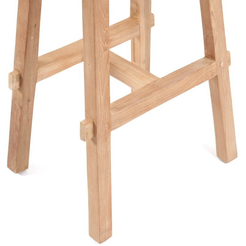 Tabouret de bar extérieur moderne Rectangulaire en Bois de teck recyclé Naturel The Tabanan 