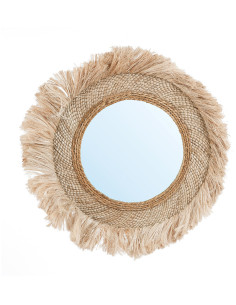 Miroir Mural Rond 85 cm en Herbe Naturel The Capri 
