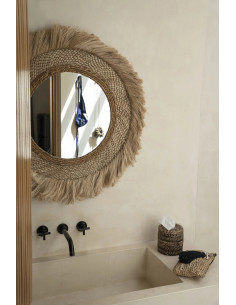 Miroir Mural Rond 85 cm en Herbe Naturel The Capri 
