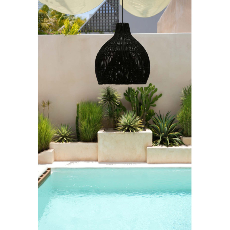 Abat-jour pour suspension 55 cm Rotin Noir The Lobster Trap 