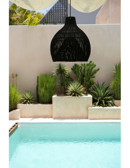 Abat-jour pour suspension 55 cm Rotin Noir The Lobster Trap 