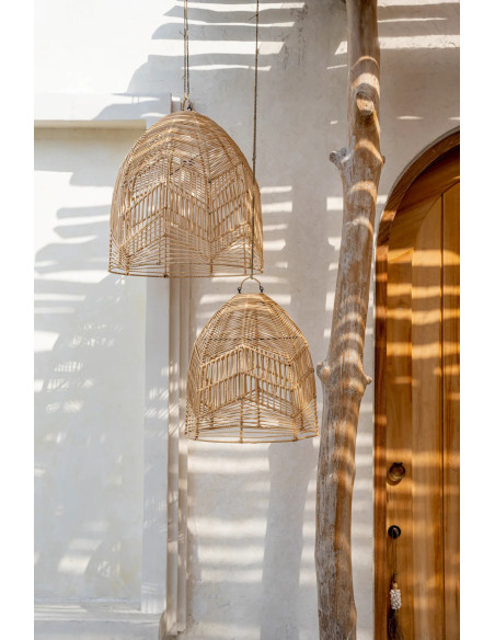 Abat jour original Cloche pour suspension 50 cm en Rotin Naturel The Bala 