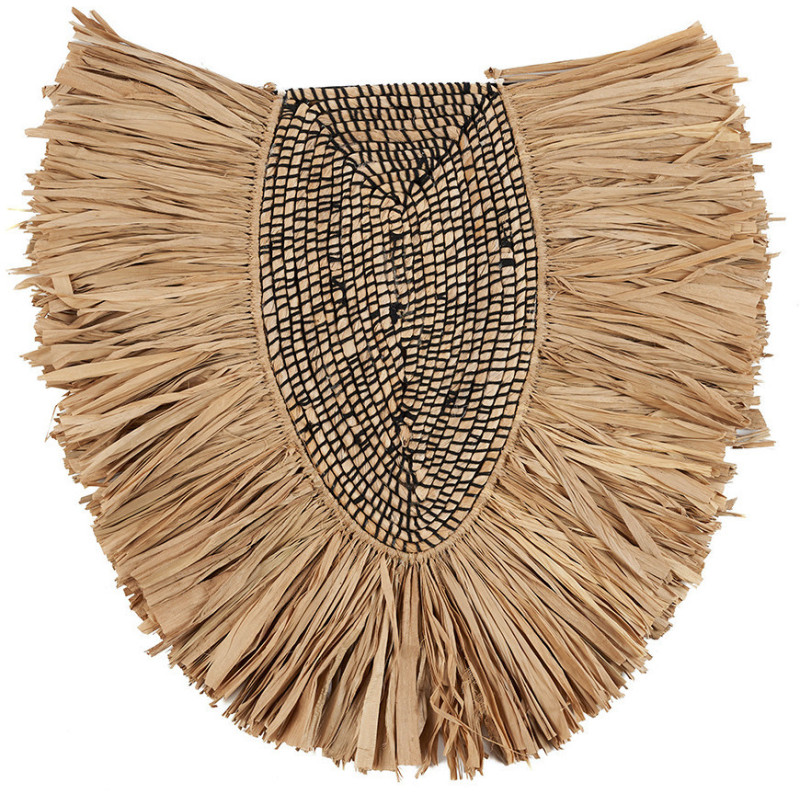 Grande Décoration murale ethnique chic H 80 cm Herbe Naturel Tressé The Nahla 