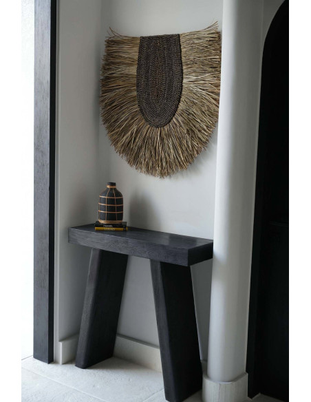 Grande Décoration murale ethnique chic H 80 cm Herbe Naturel Tressé The Nahla 