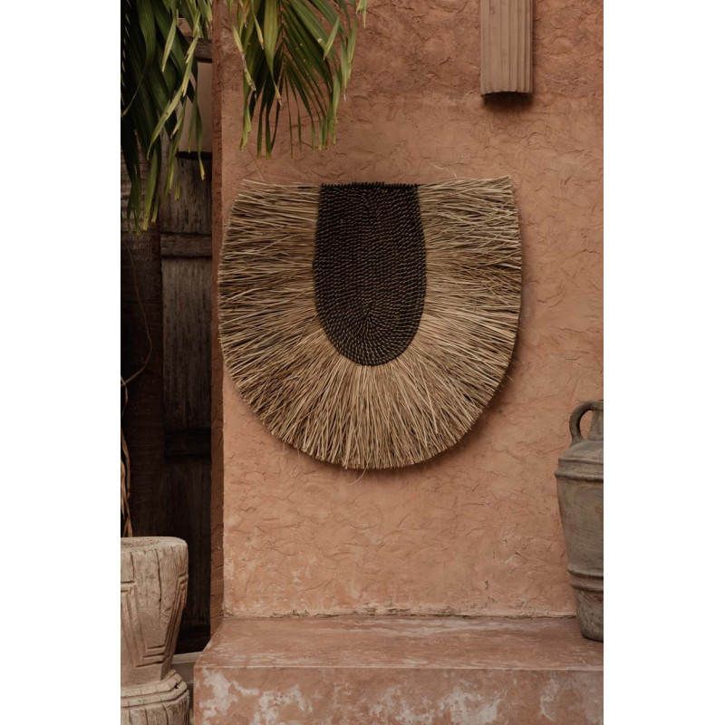 Grande Décoration murale ethnique chic H 80 cm Herbe Naturel Tressé The Nahla 