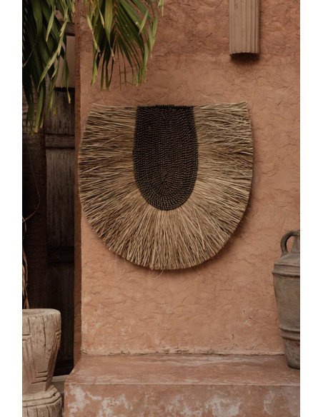 Grande Décoration murale ethnique chic H 80 cm Herbe Naturel Tressé The Nahla 