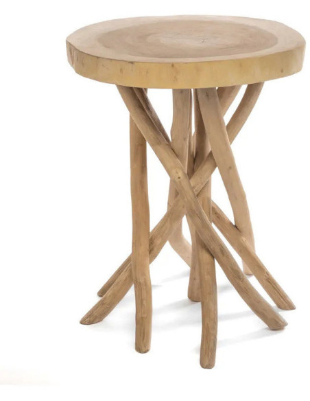 Sellette haute originale Ronde en Branche de teck Bois de suar Naturel The Gili 