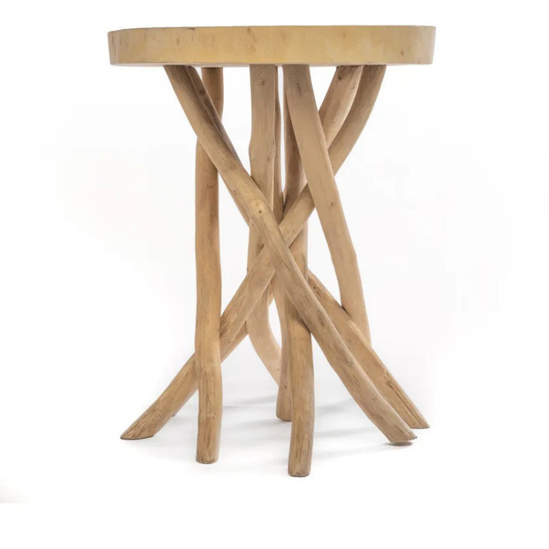 Sellette haute originale Ronde en Branche de teck Bois de suar Naturel The Gili 