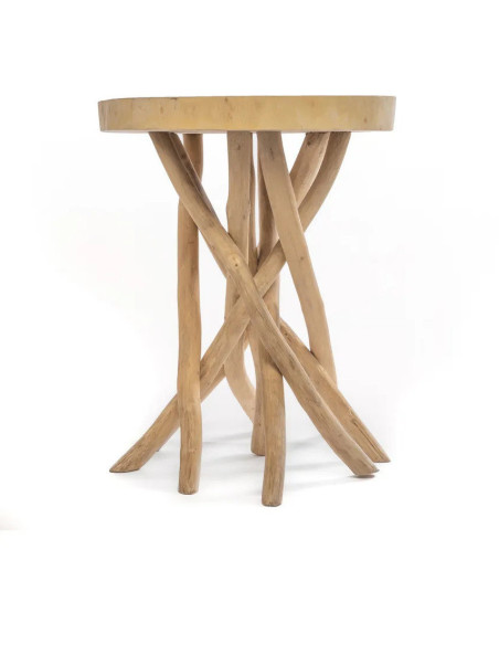 Sellette haute originale Ronde en Branche de teck Bois de suar Naturel The Gili 