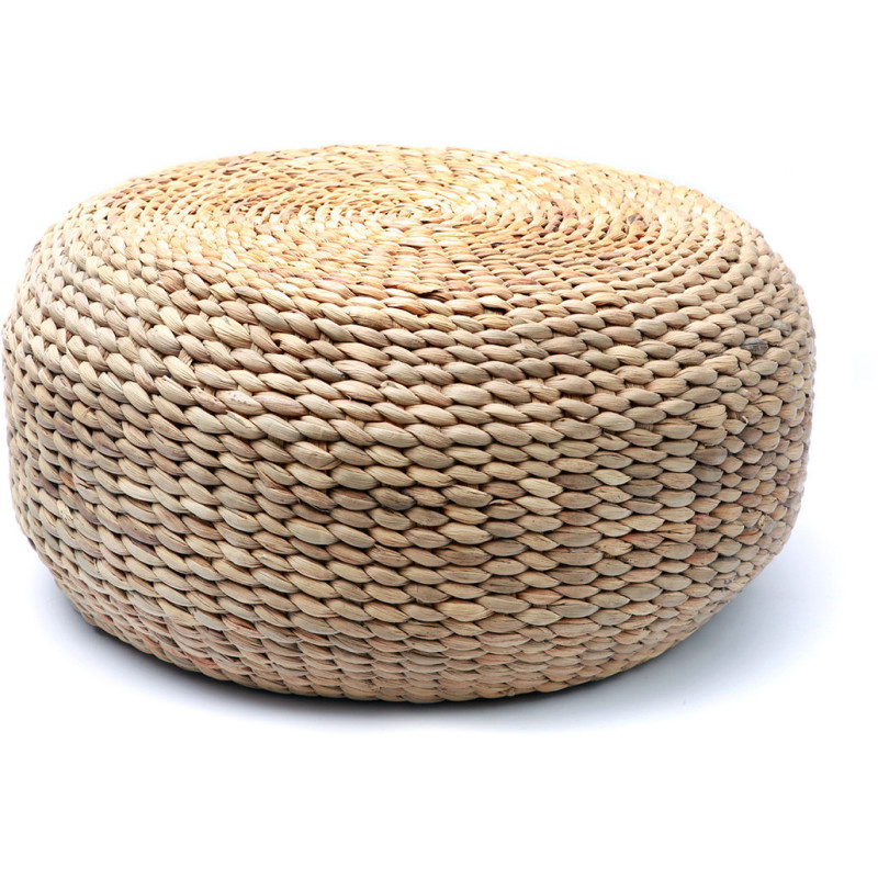 Pouf bohème chic Rond en Jacinthe d'eau Naturel The Hyacinth 