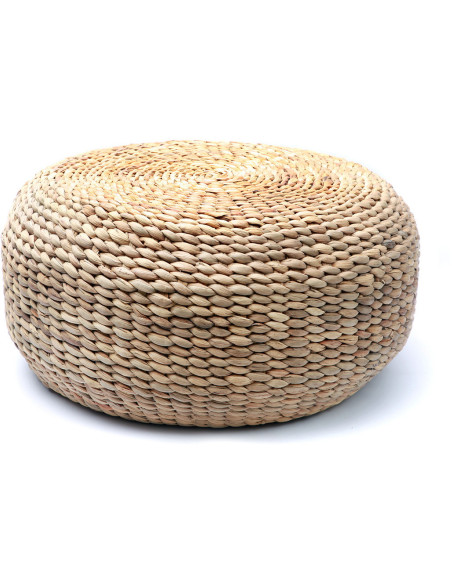 Pouf bohème chic Rond en Jacinthe d'eau Naturel The Hyacinth 