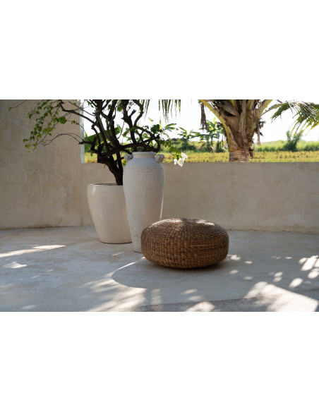 Pouf bohème chic Rond en Jacinthe d'eau Naturel The Hyacinth 