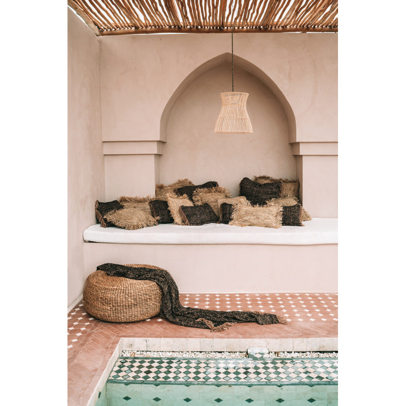 Pouf bohème chic Rond en Jacinthe d'eau Naturel The Hyacinth 