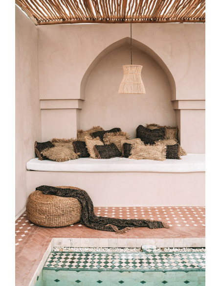 Pouf bohème chic Rond en Jacinthe d'eau Naturel The Hyacinth 