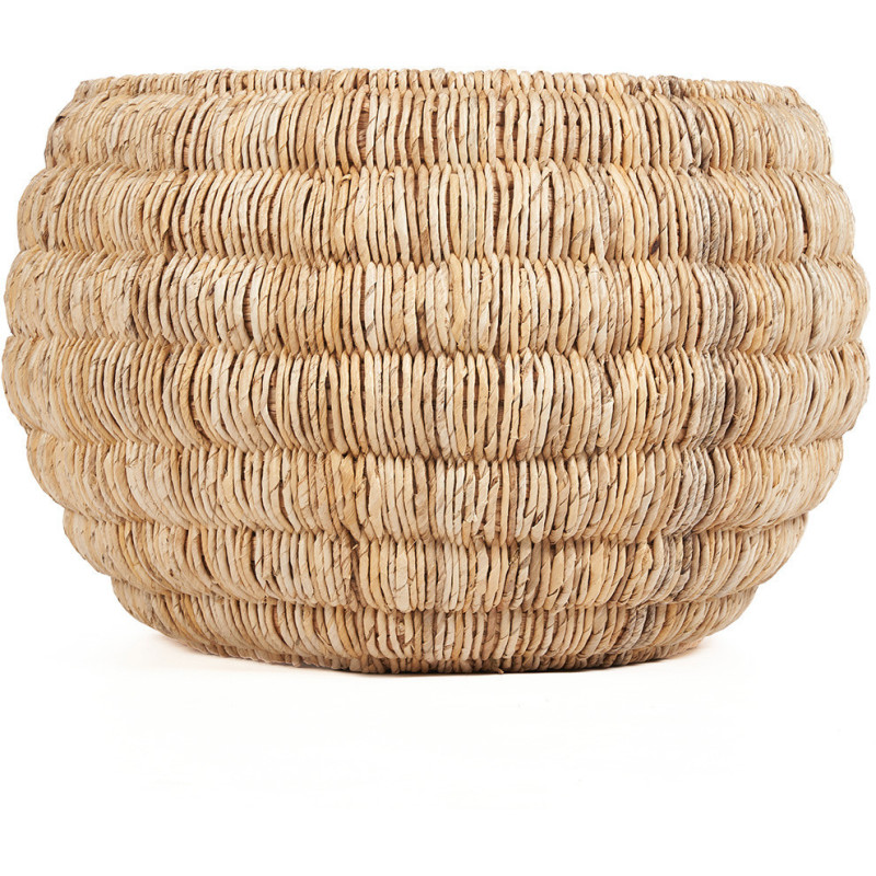 Grand Panier de rangement bohème Rond 58 cm Feuille de bananier Naturel Tressé The Tatum 