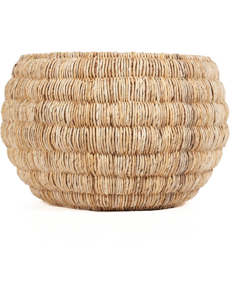 Grand Panier de rangement bohème Rond 58 cm Feuille de bananier Naturel Tressé The Tatum 