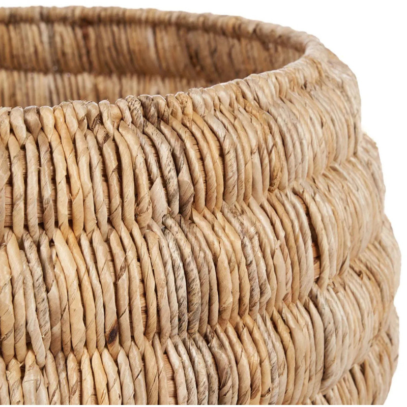 Grand Panier de rangement bohème Rond 58 cm Feuille de bananier Naturel Tressé The Tatum 