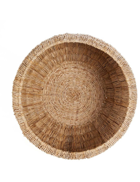 Grand Panier de rangement bohème Rond 58 cm Feuille de bananier Naturel Tressé The Tatum 
