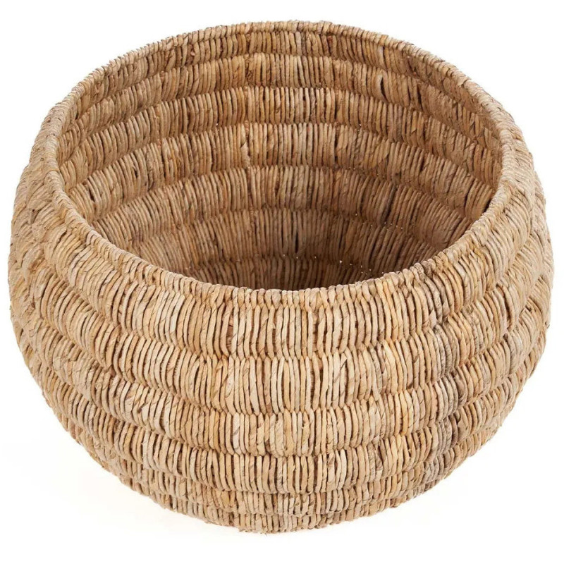 Grand Panier de rangement bohème Rond 58 cm Feuille de bananier Naturel Tressé The Tatum 
