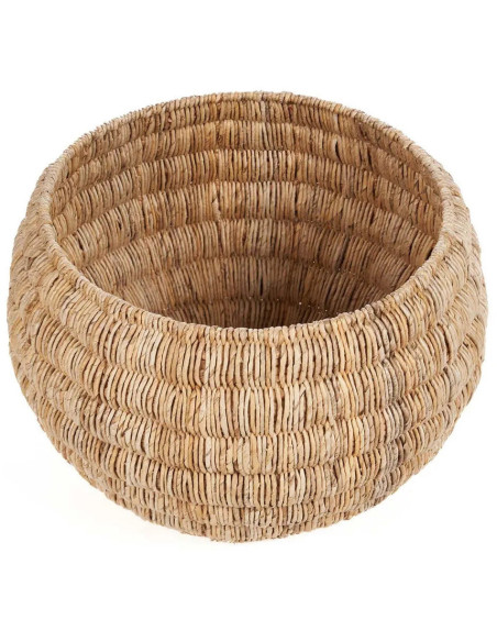 Grand Panier de rangement bohème Rond 58 cm Feuille de bananier Naturel Tressé The Tatum 