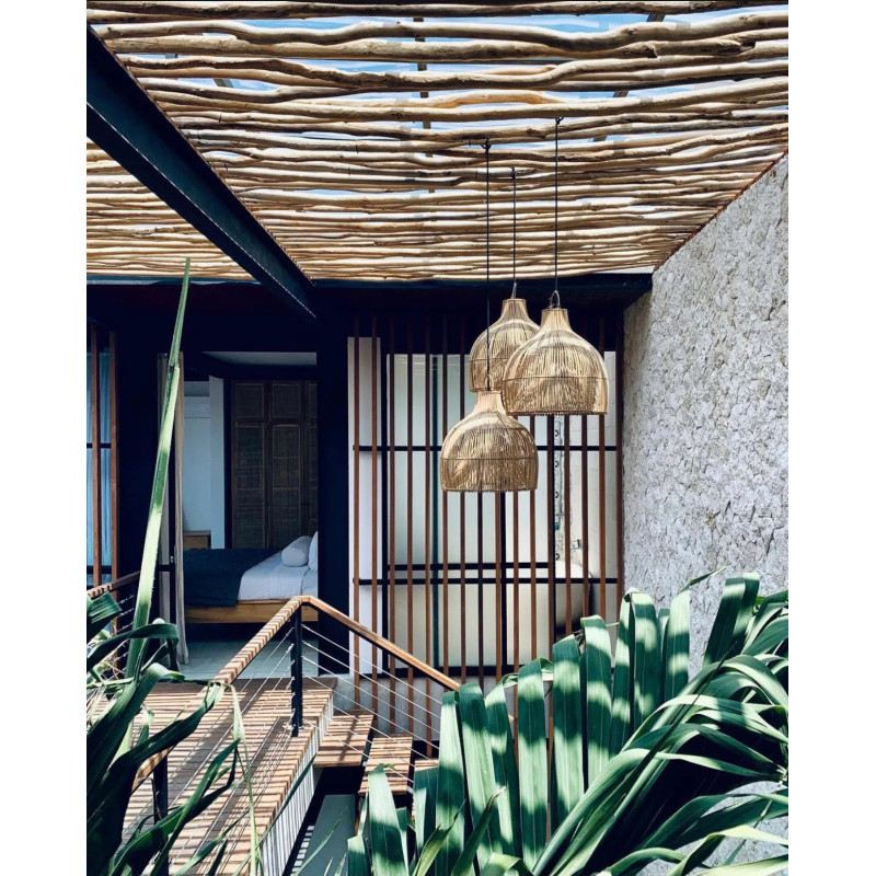 Abat jour original pour suspension 55 cm en Rotin Naturel The Lobster Trap 