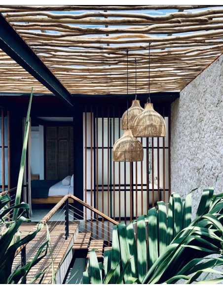 Abat jour original pour suspension 55 cm en Rotin Naturel The Lobster Trap 