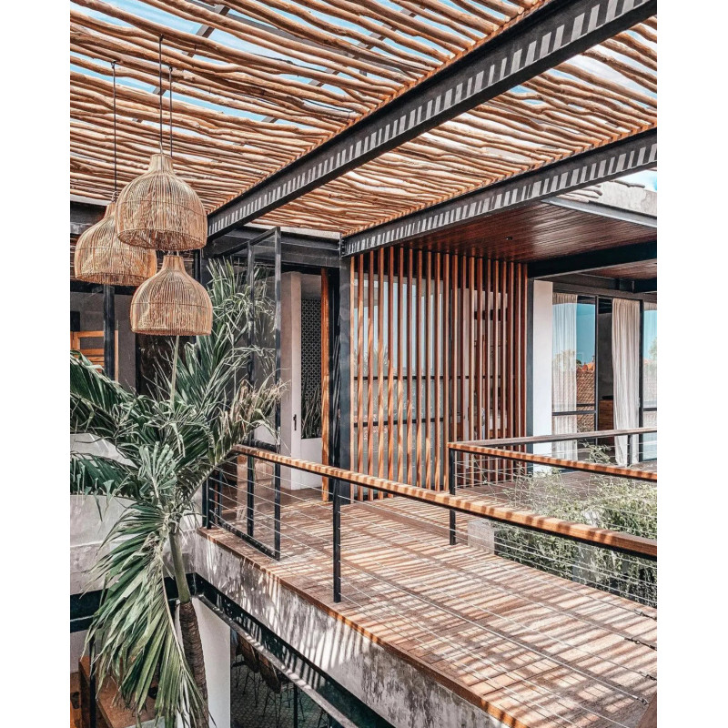 Abat jour original pour suspension 55 cm en Rotin Naturel The Lobster Trap 