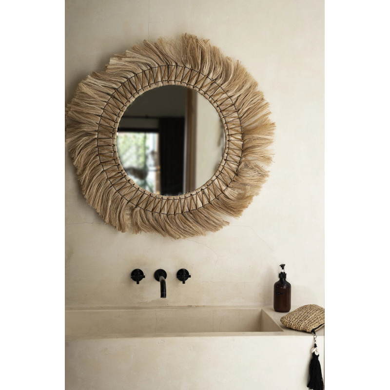Miroir Mural Rond 90 cm en Herbe Naturel The Pretty Blond 