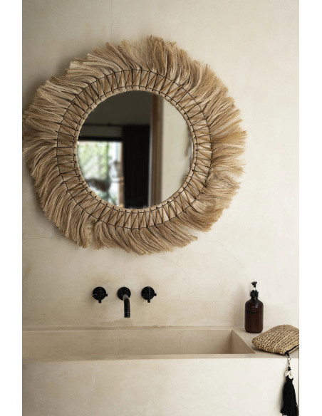 Miroir Mural Rond 90 cm en Herbe Naturel The Pretty Blond 