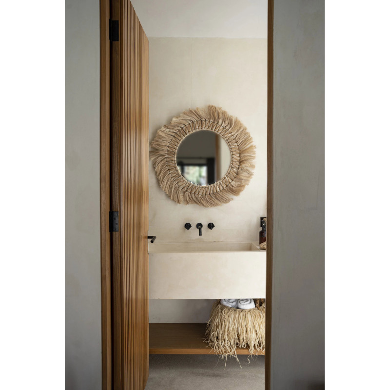 Miroir Mural Rond 90 cm en Herbe Naturel The Pretty Blond 