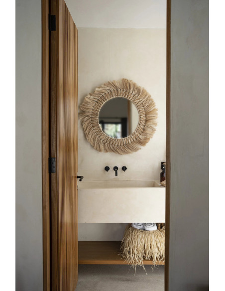 Miroir Mural Rond 90 cm en Herbe Naturel The Pretty Blond 