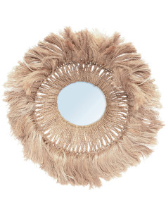 Miroir Mural Rond 85 cm en Herbe d'Abaca Naturel The Abaca Solomon 