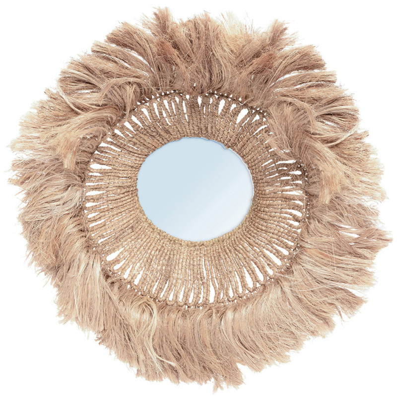 Miroir Mural Rond 85 cm en Herbe d'Abaca Naturel The Abaca Solomon 