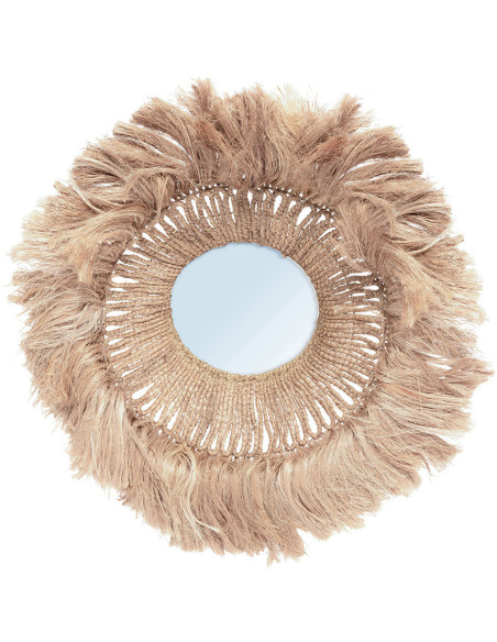 Miroir Mural Rond 85 cm en Herbe d'Abaca Naturel The Abaca Solomon 