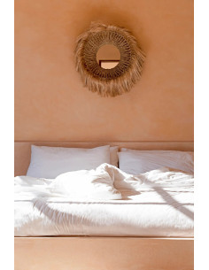 Miroir Mural Rond 85 cm en Herbe d'Abaca Naturel The Abaca Solomon 